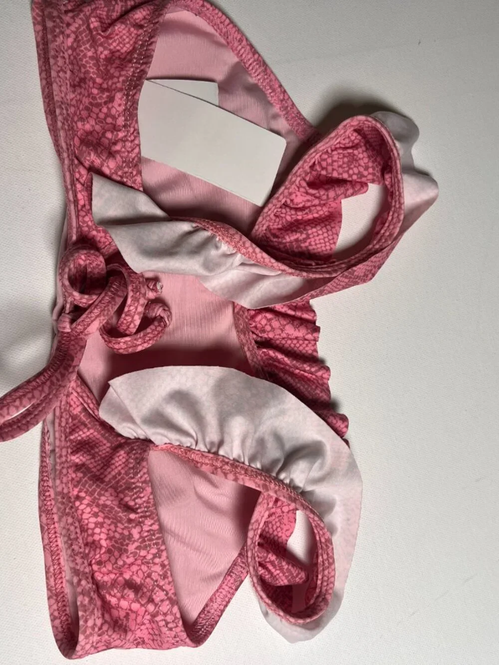 NWT Splendid Girls 14 Pink ruffle Snake Bikini top